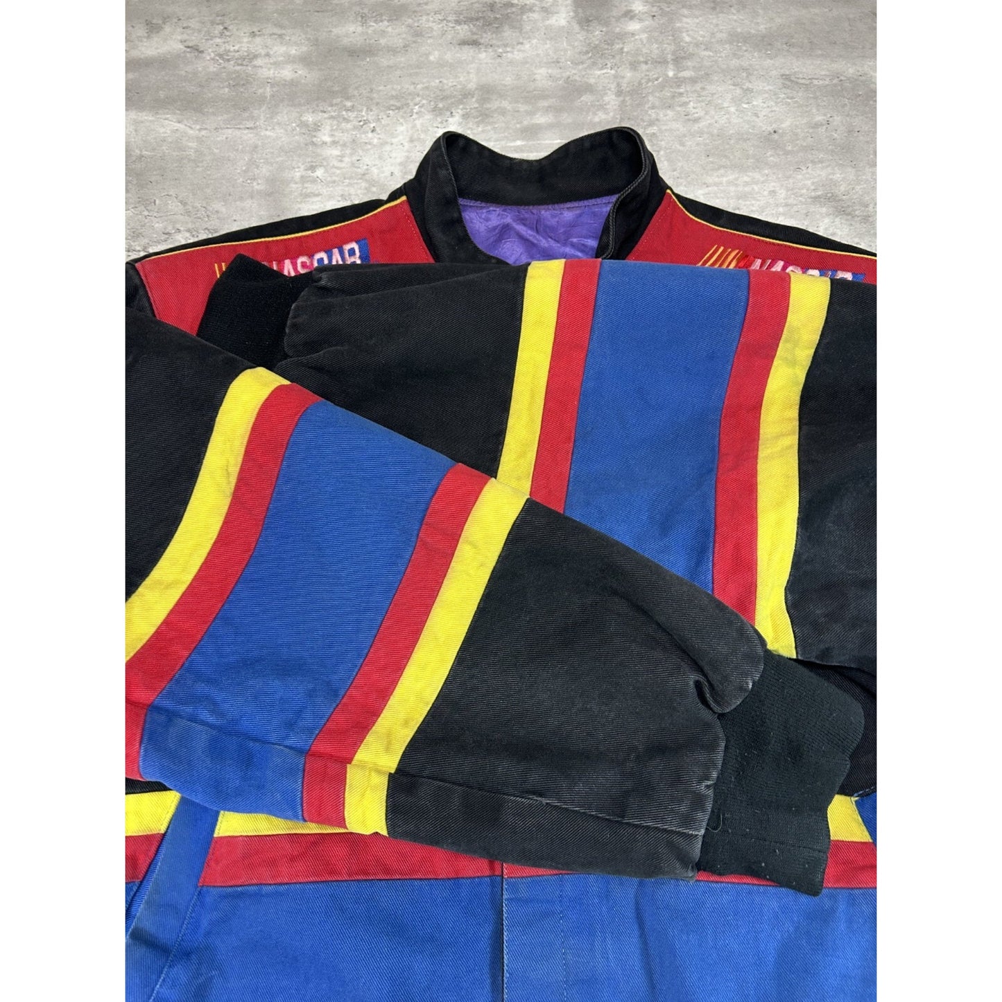 Vintage 90s Jeff Hamilton Nascar Embroidered Spellout Race Jacket Size 4XL