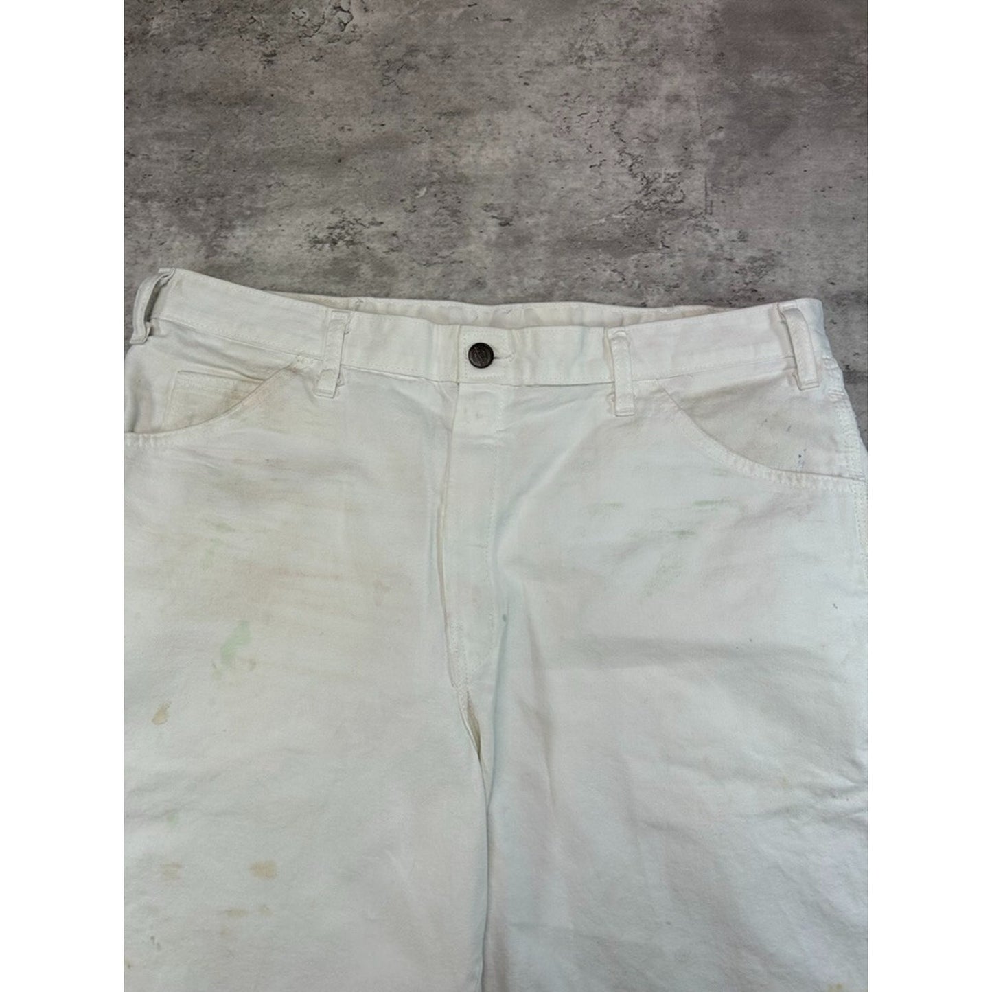 Vintage Dickies Canvas Workwear Painters Shorts Size 36 White