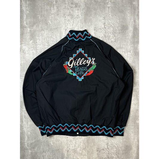 Vintage 80s Gilleys Texas Cafe Aztec Print Cropped Light Jacket Size Large