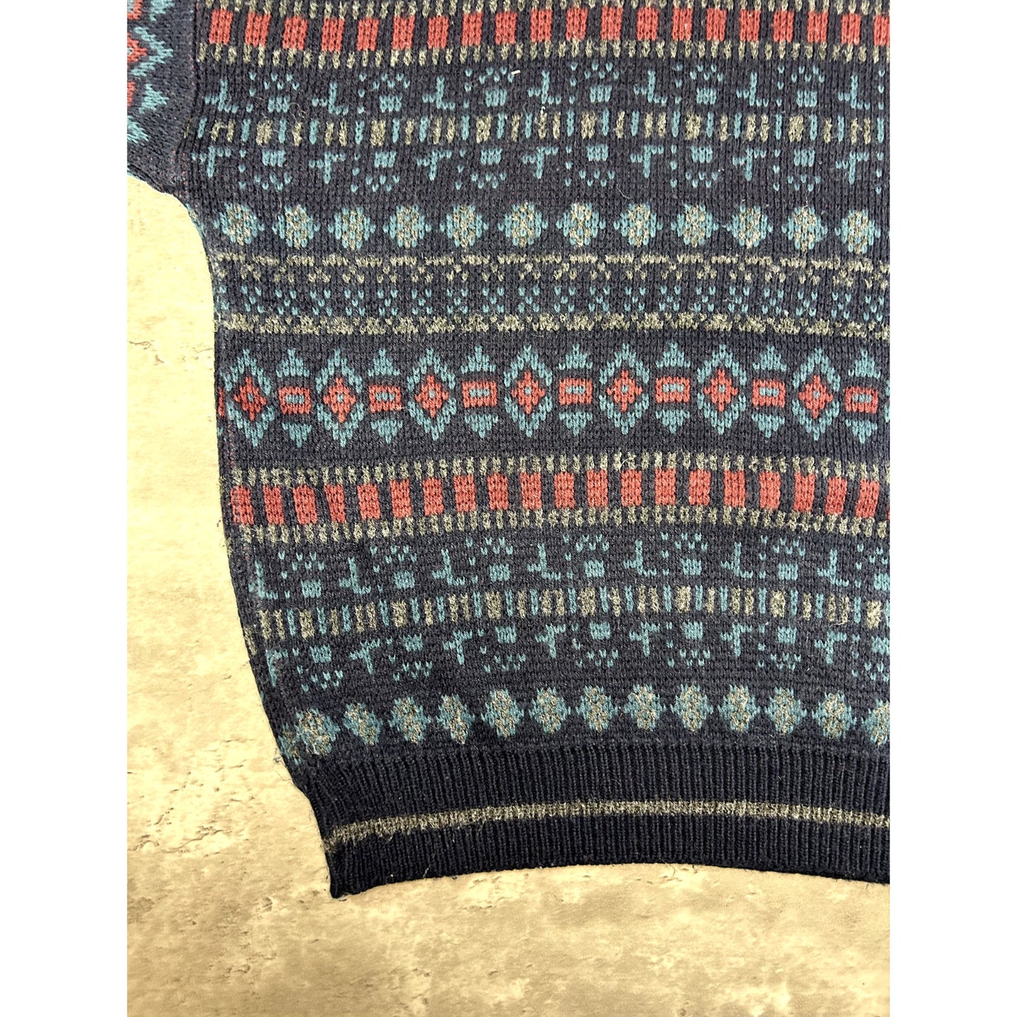 Vintage 90s Basic Editions Abstract Striped Pullover Knit Sweater Size Large