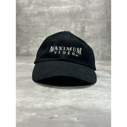 Vintage 90s Maximum Video Embroidered Spellout Strapback Hat OSFA Black