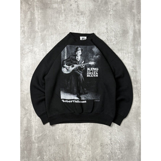 VTG 1991 Robert Johnson KIng Of Blue Portrait Graphic Music Sweatshirt Sz XL
