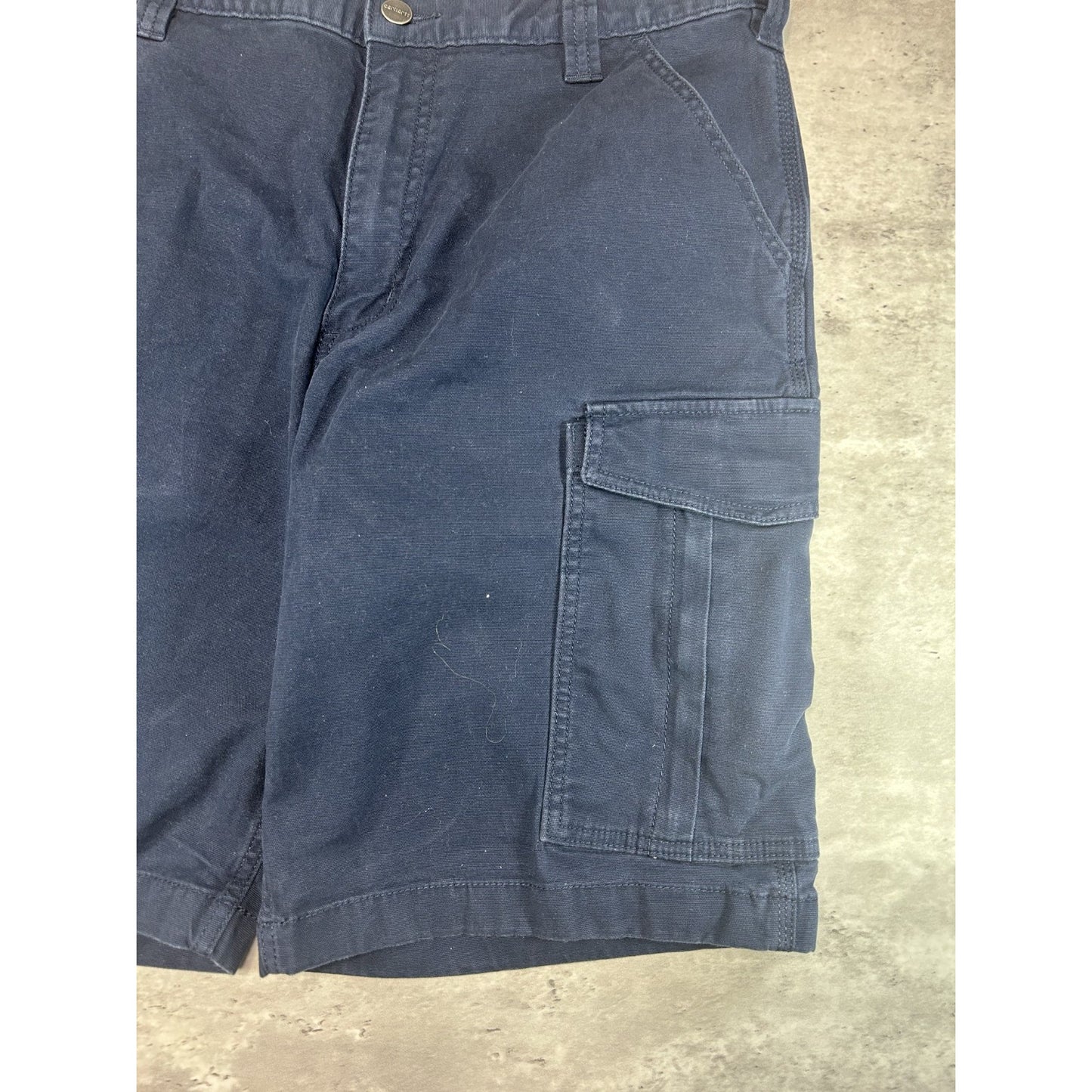 Carhartt Canvas Workwear Multi Pocket Cargo Shorts Size 36 Blue