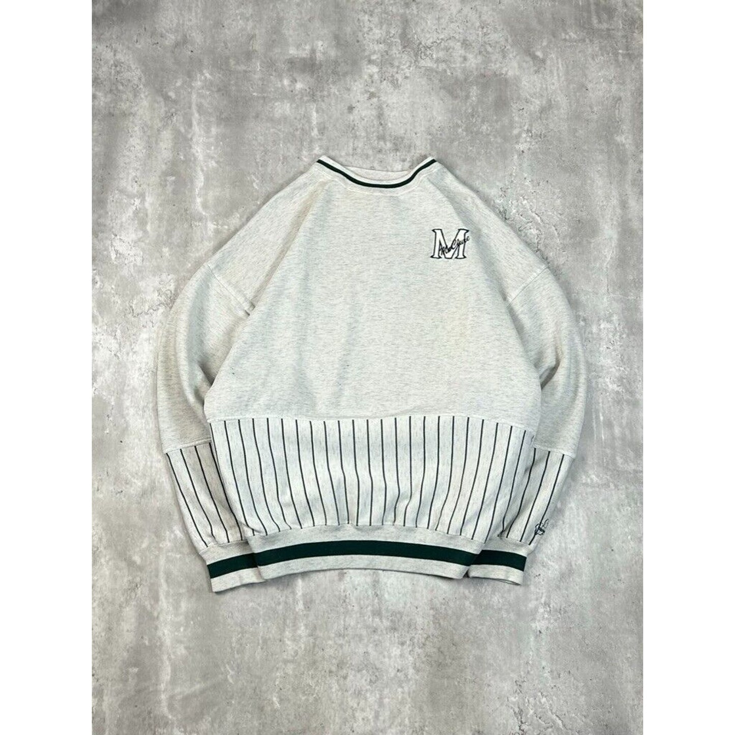 Vintage 90s McClure Embroidered Spell Out Panelled Sweatshirt Size XXL Gray