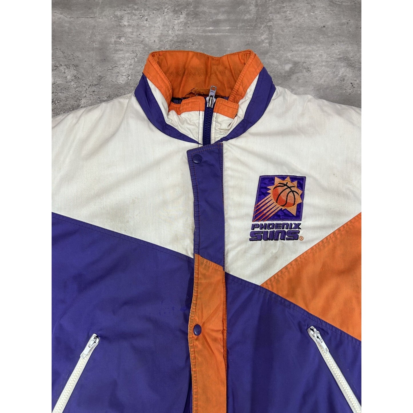 Vintage 90s Phoenix Suns NBA Embroidered Full Zip Nylon Jacket Size Large