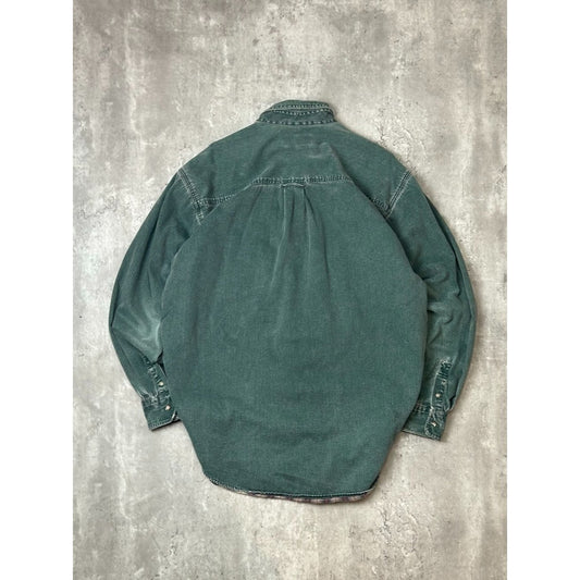 Vintage 90s Eddie Bauer Plaid Lined Double Pocket Button Up Shirt Size Large