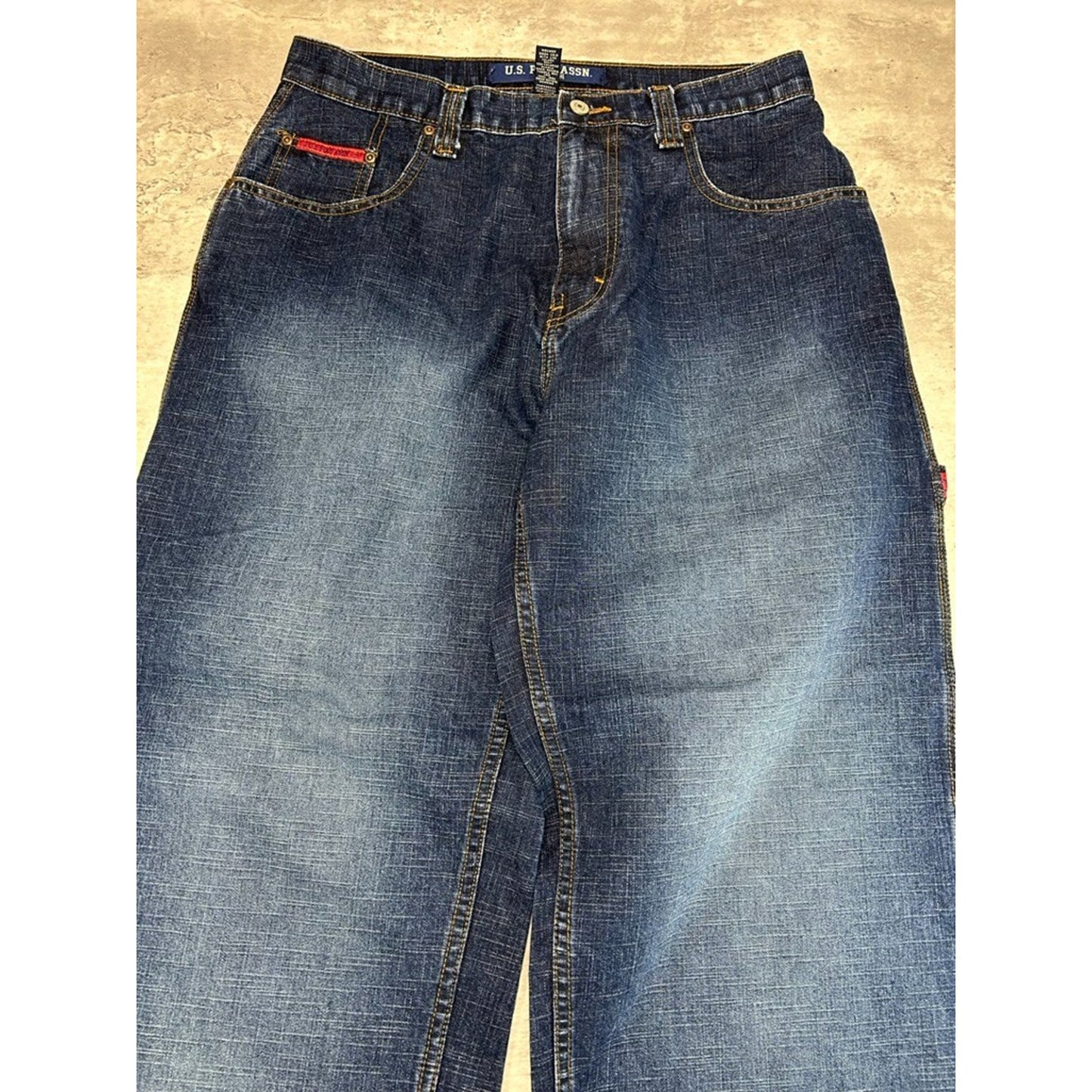 Vintage Y2K US Polo Assn. Embroidered Spellout Dark Wash Denim Pants Size 33