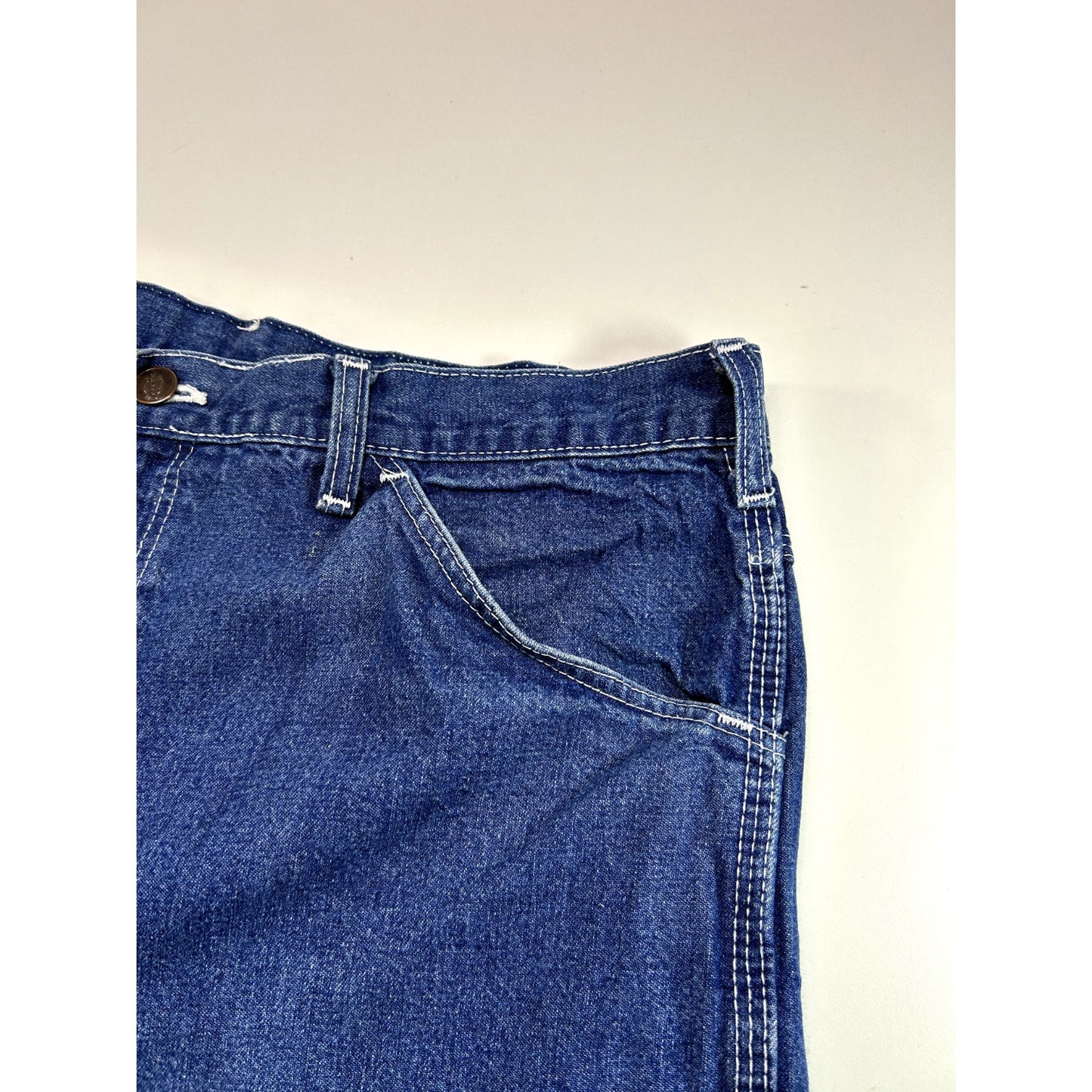 Vintage Dickies Dark Wash Denim Workwear Carpenter Pants Size 34 Blue