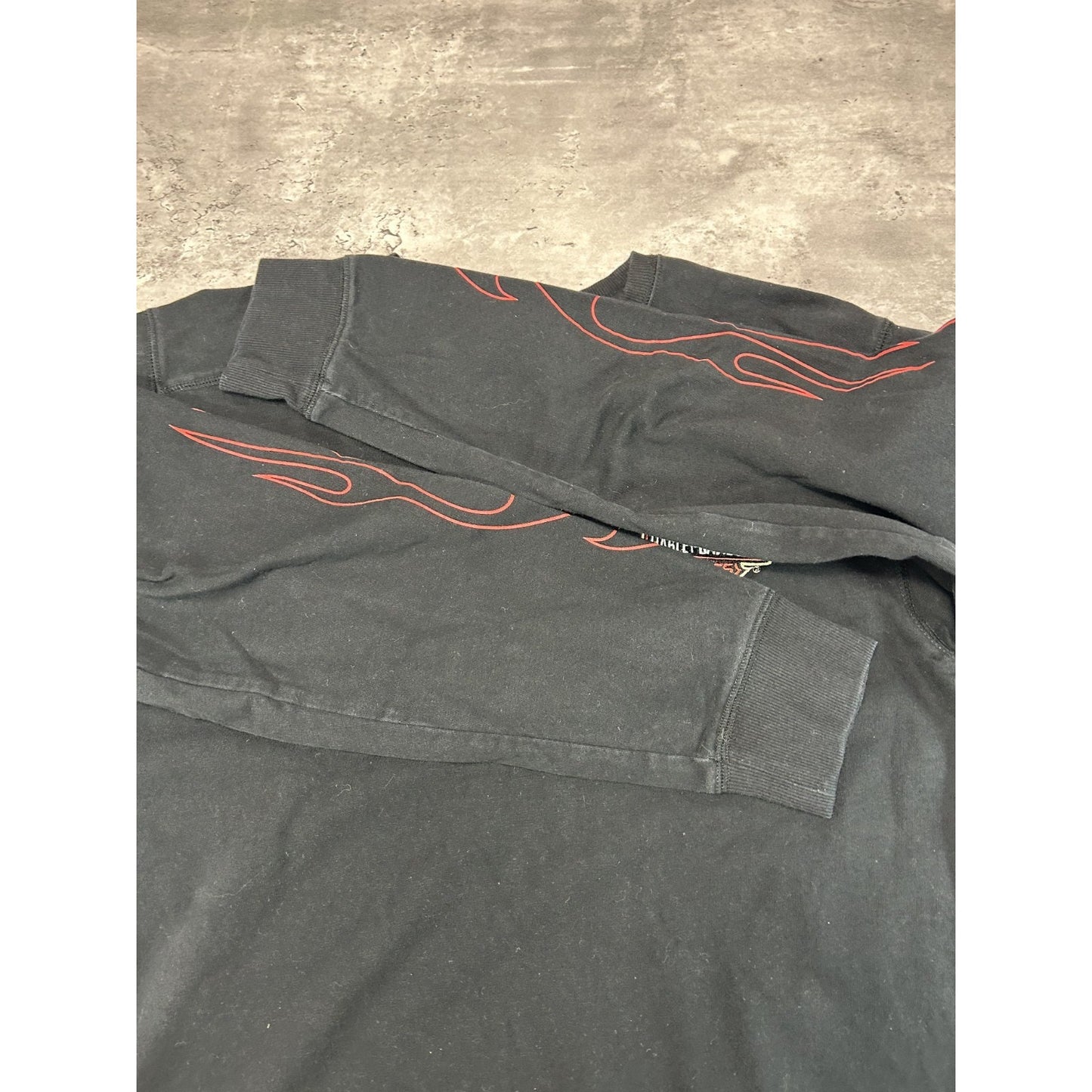 Vintage Harley Davidson Classic Logo Flame Print Long Sleeve T-Shirt Size Medium