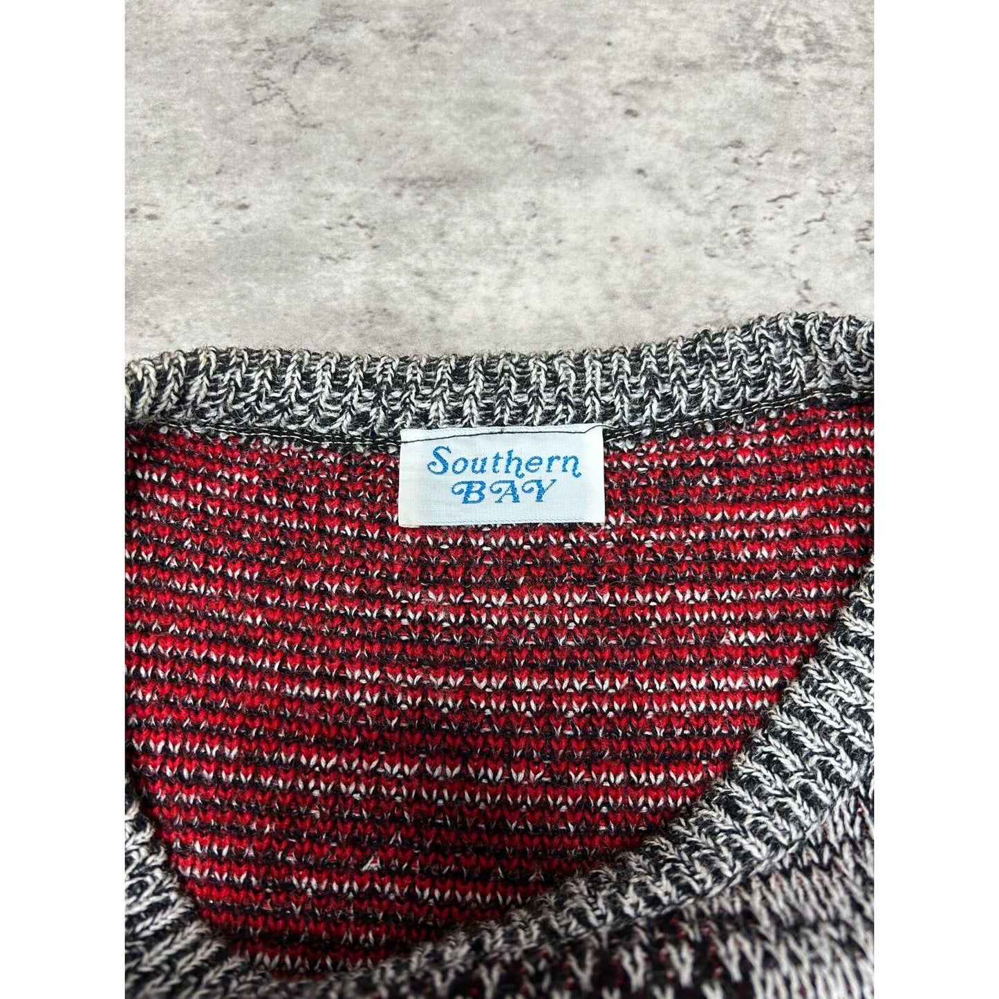 Vintage 90s Southern Bay Abstract Print Pull Over Ribbed Knit Sweater Size Medium