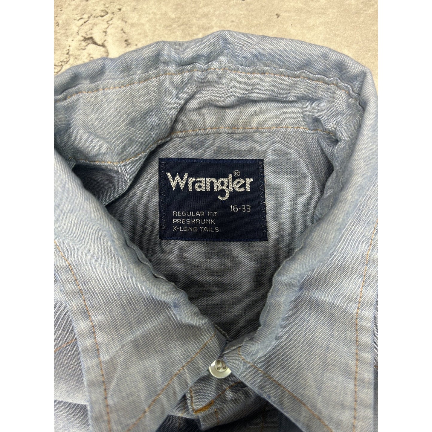Vintage 80s Wrangler Pearl Snap Long Sleeve Western Style Button Up Shirt Sz LT