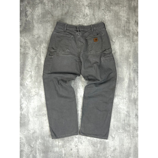 Carhartt Loose Fit Canvas Workwear Carpenter Pants Size 36 Gray