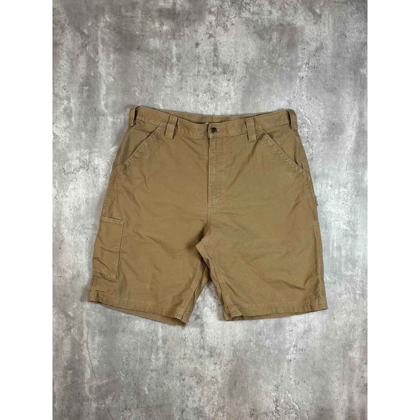 Vintage Carhartt Original Fit Canvas Workwear Carpenter Shorts Size 38 Beige