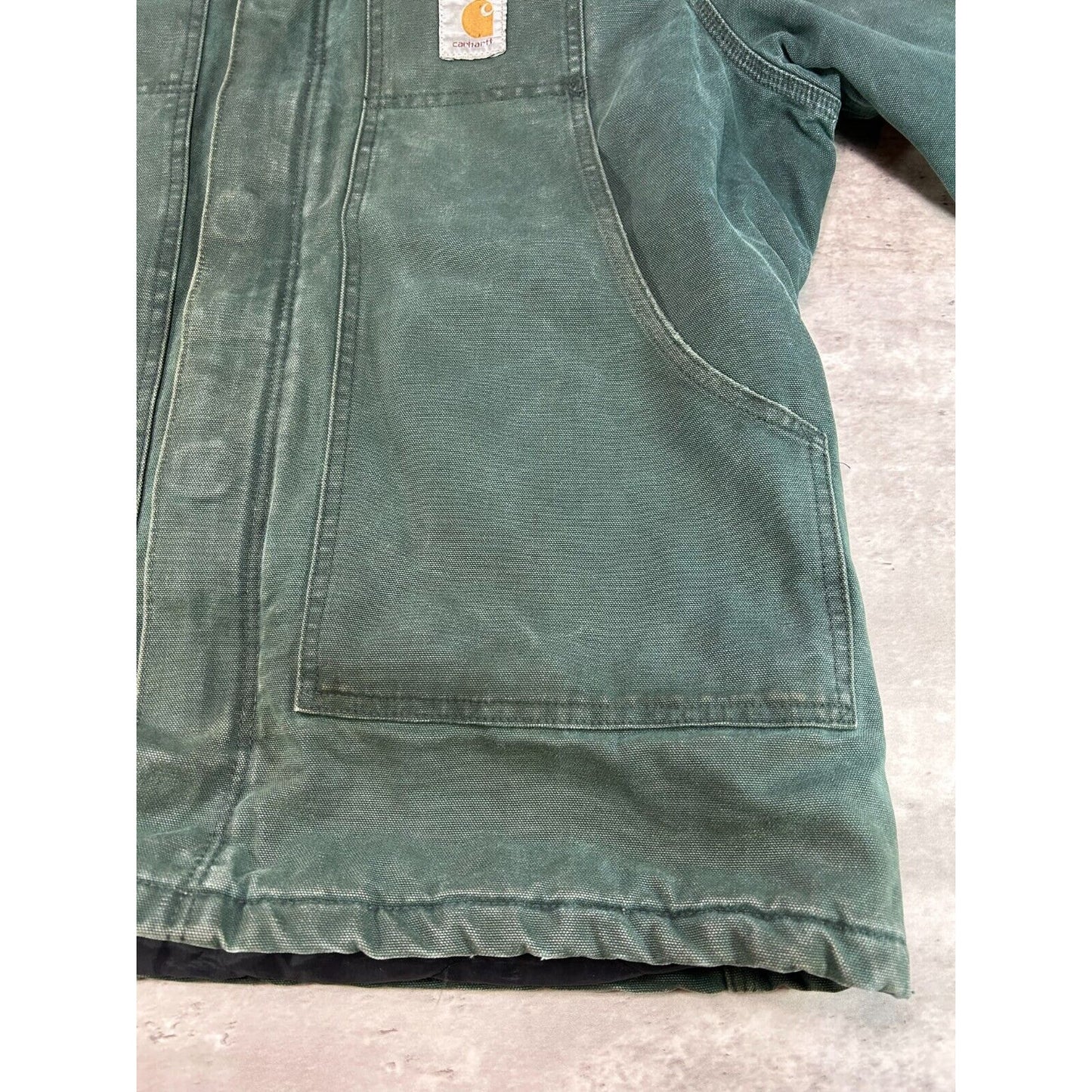 Vintage Carhartt Quilted Lined Canvas Workwear Arctic Jacket Size XL Green
