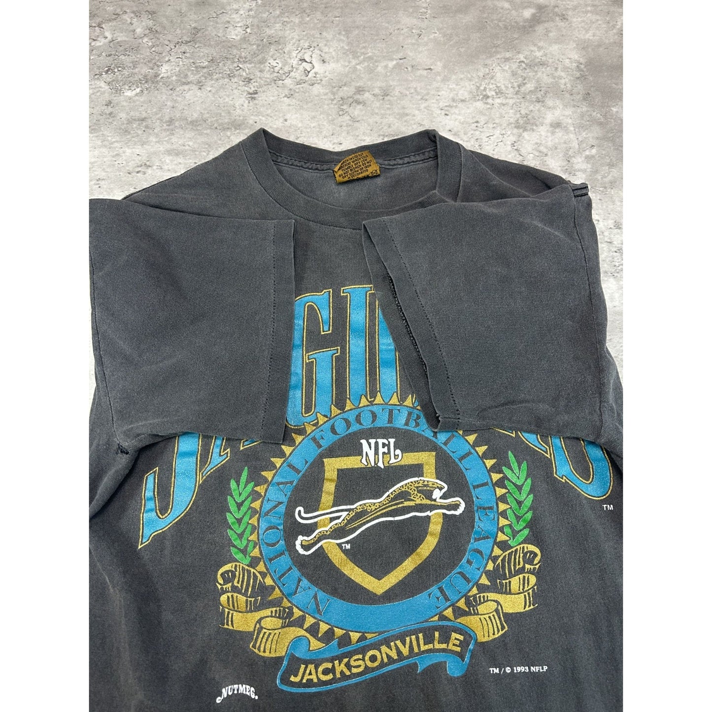 Vintage 1993 Jacksonville Jaguars NFL Banned Logo Spellout T-Shirt Size Medium