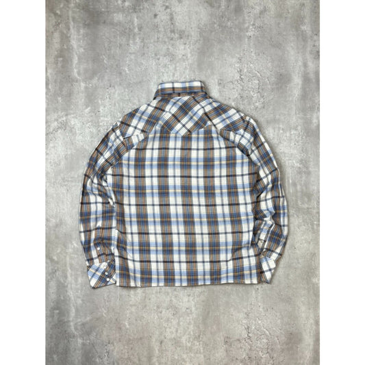 Vintage 1970s/80s JCPenny Plaid Print Reworked Cropped Button Up Shirt Sz Medium