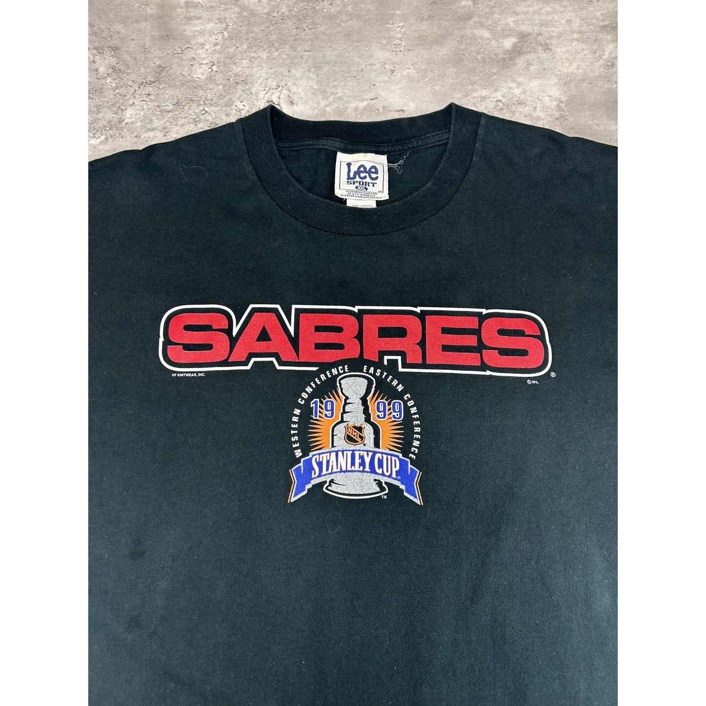 Vintage 1999 Buffalo Sabres NHL Stanley Cup Champs T-Shirt Size 2XL Black