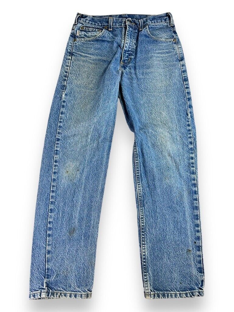 Vintage Carhartt Medium Wash Denim Work Wear Pants Size 30W Blue