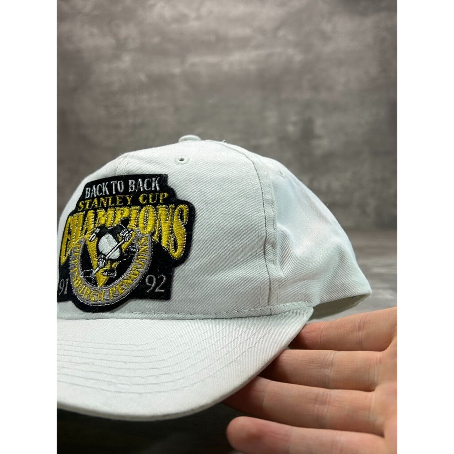 Vintage 1992 Pittsburgh Penguins NHL Back To Back Champs Snapback Hat OSFA
