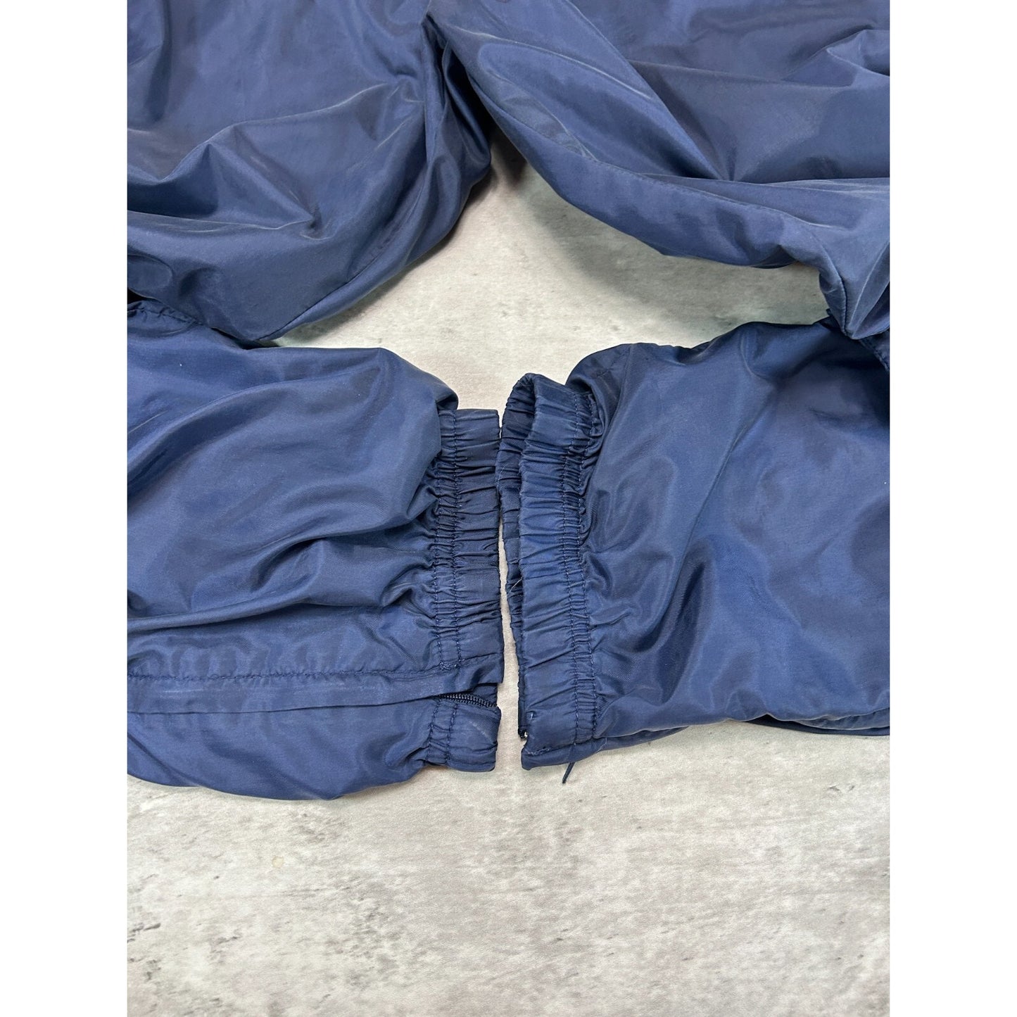 Vintage 90s Reebok Tonal Embroidered Logo Nylon Track Pants Size Medium Blue
