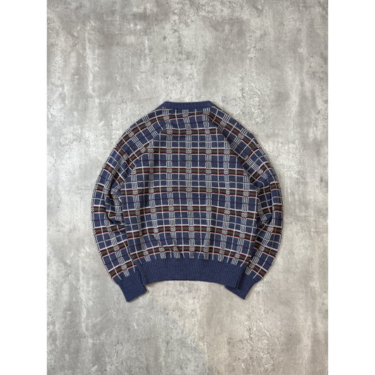 Vintage 80s/90s London Fog Plaid Print Pullover Knit Sweater Size Medium