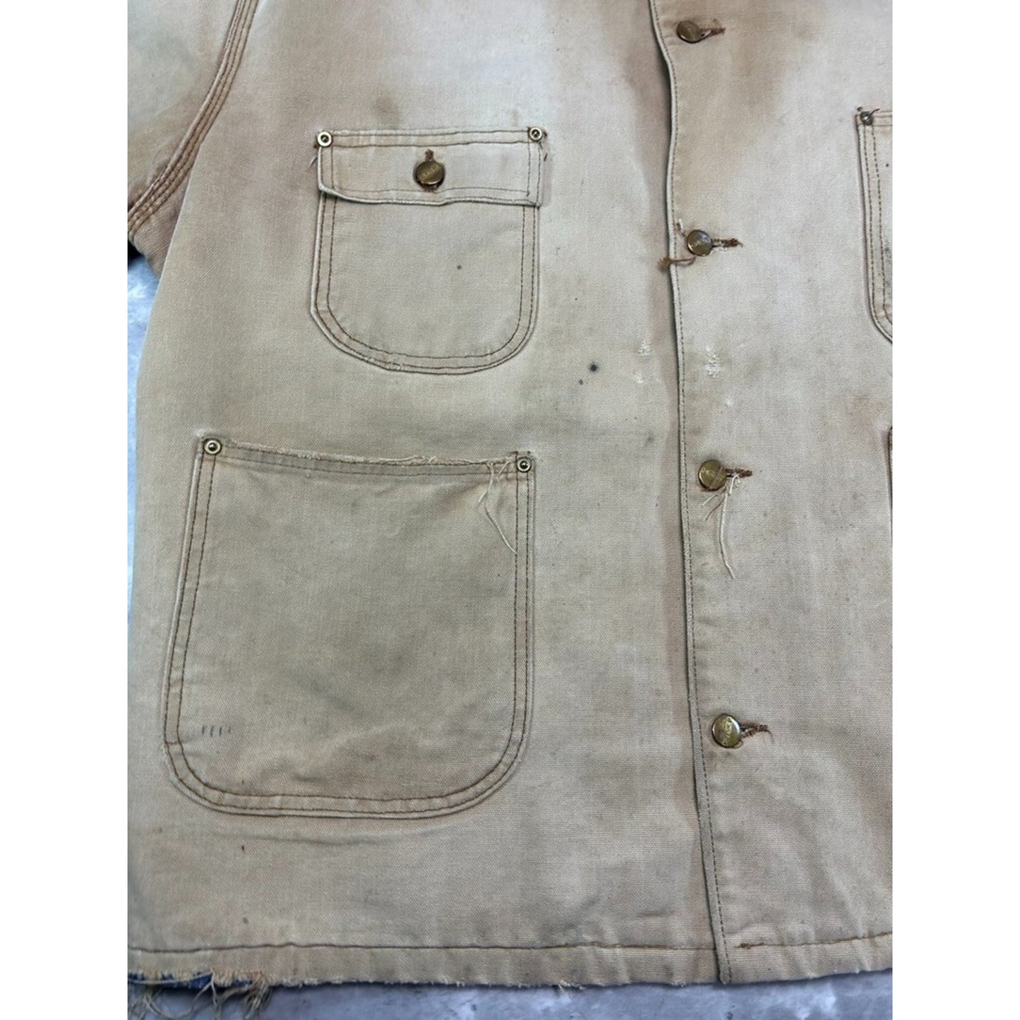 Vintage 1970s Carhartt Blanket Lined Canvas Workwear Chore Jacket Size XXL