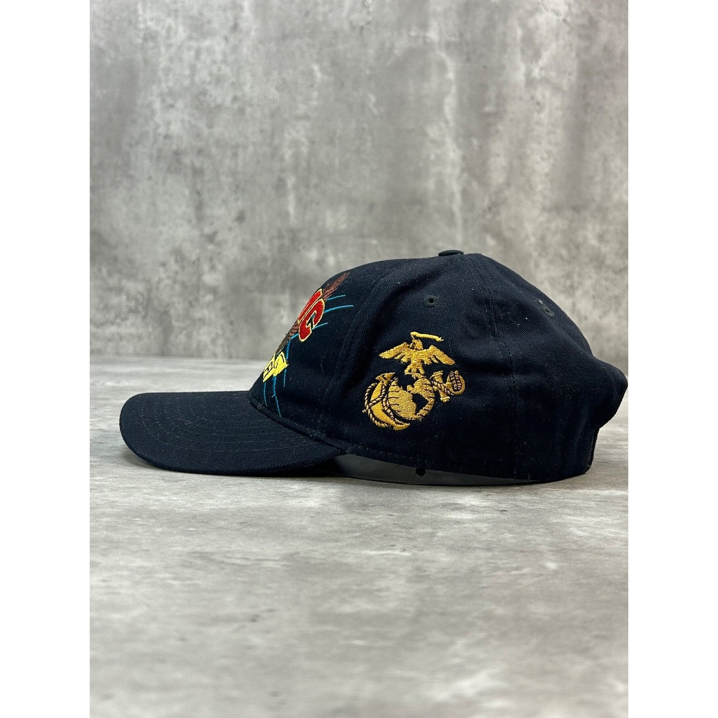 Vintage 90s US Military USMC Semper Fi Embroidered Logo Strapback Hat OSFA