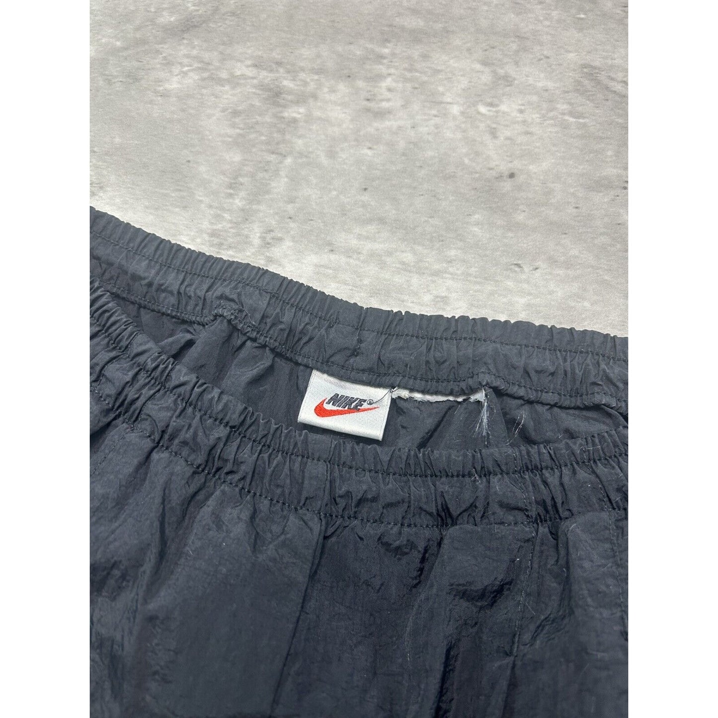 Vintage 90s Nike Tonal Embroidered Swoosh Nylon Track Pants Size Large Black