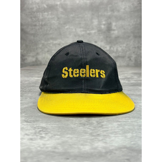 Vintage 90s Pittsburgh Steelers NFL Embroidered Spellout Snapback Hat OSFA