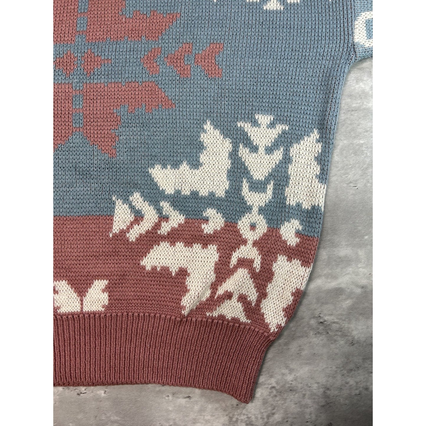 Vintage 90s St Johns Bay Aztec Print Pullover Ribbed Sweater Size Large