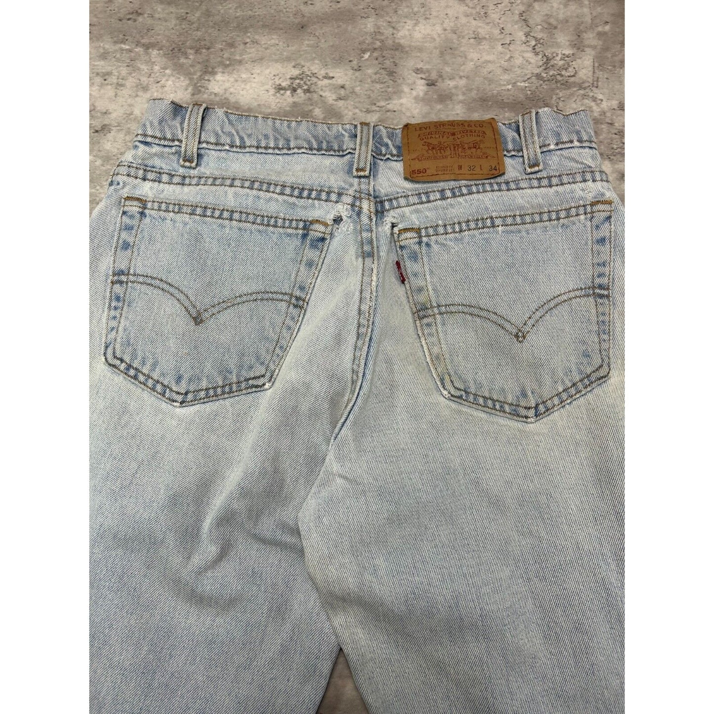 Vintage 90s Levis 550 Red Tab Relaxed Fit Light Wash Pants Size 30 Blue