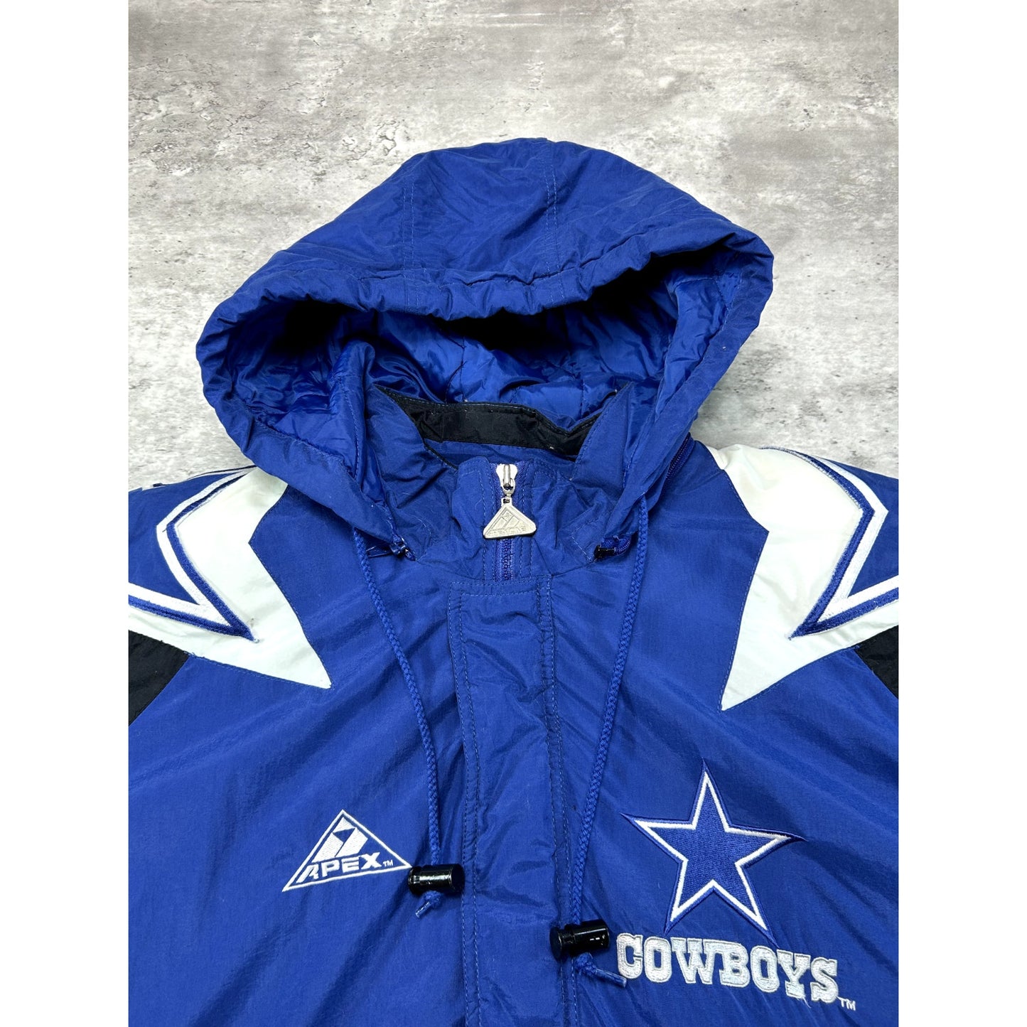 Vintage 90s Dallas Cowboys NFL Shoulder Patches Insulated Jacket Size XL Blue
