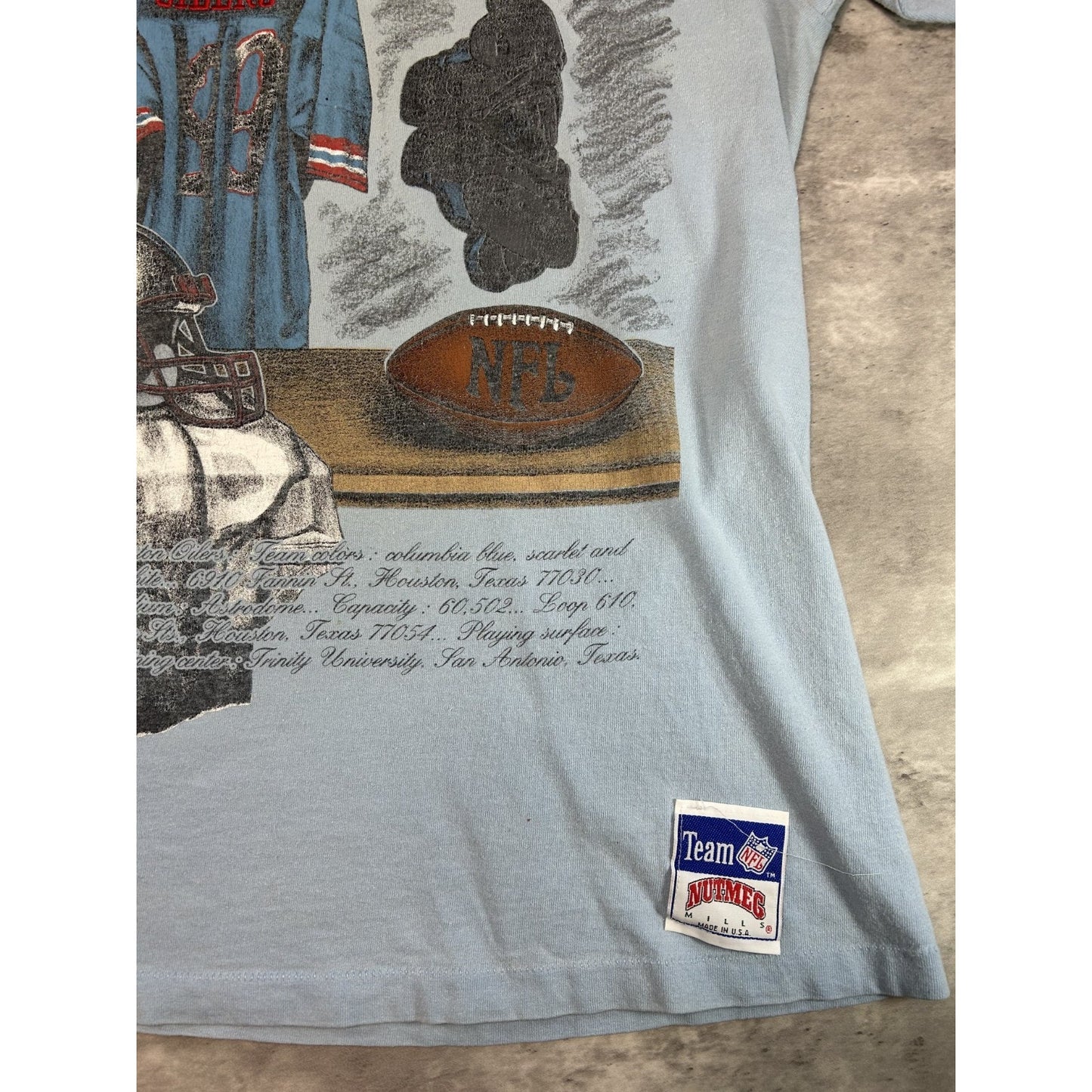 Vintage 90s Houston Oilers NFL Equipment Graphic Football T-Shirt Size Medium