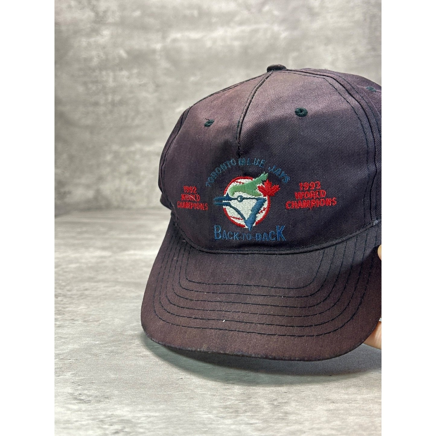 Vintage 1993 Toronto Blue Jays MLB Back To Back Champs Snapback Hat OSFA
