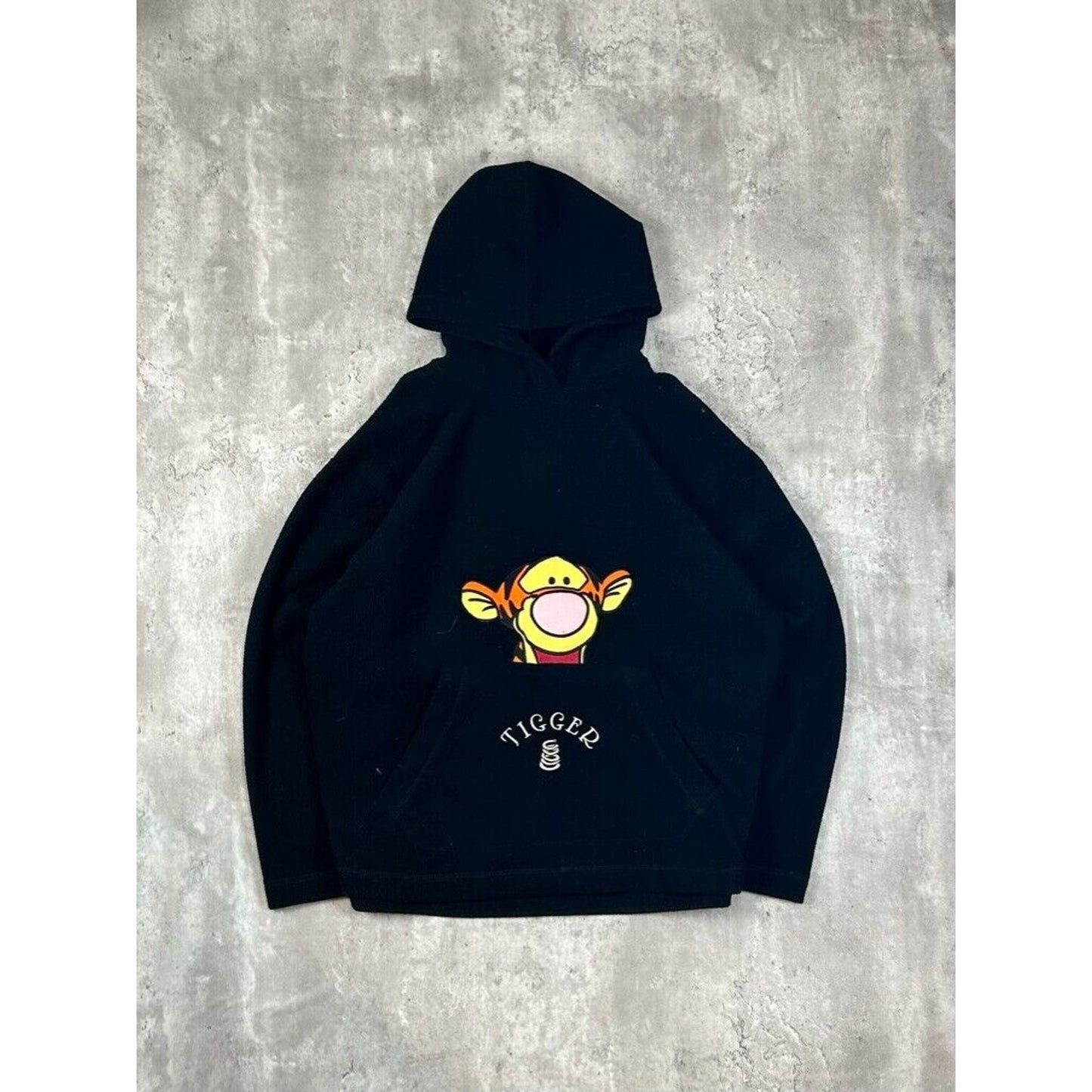 Vintage Disney Winnie The Pooh Tigger Fleece Hooded Sweatshirt Size Large Black