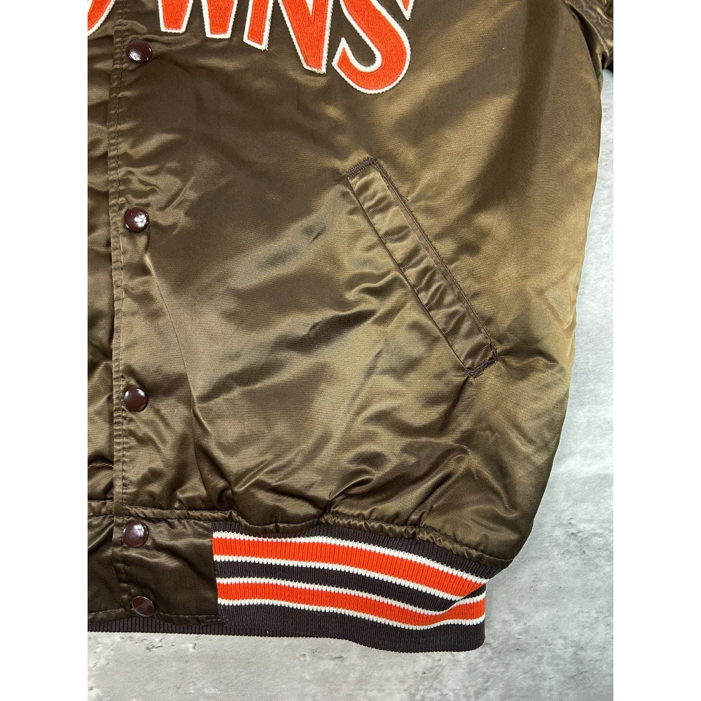 Vintage 90s Cleveland Browns NFL Starter Satin Bomber Jacket Size Large
