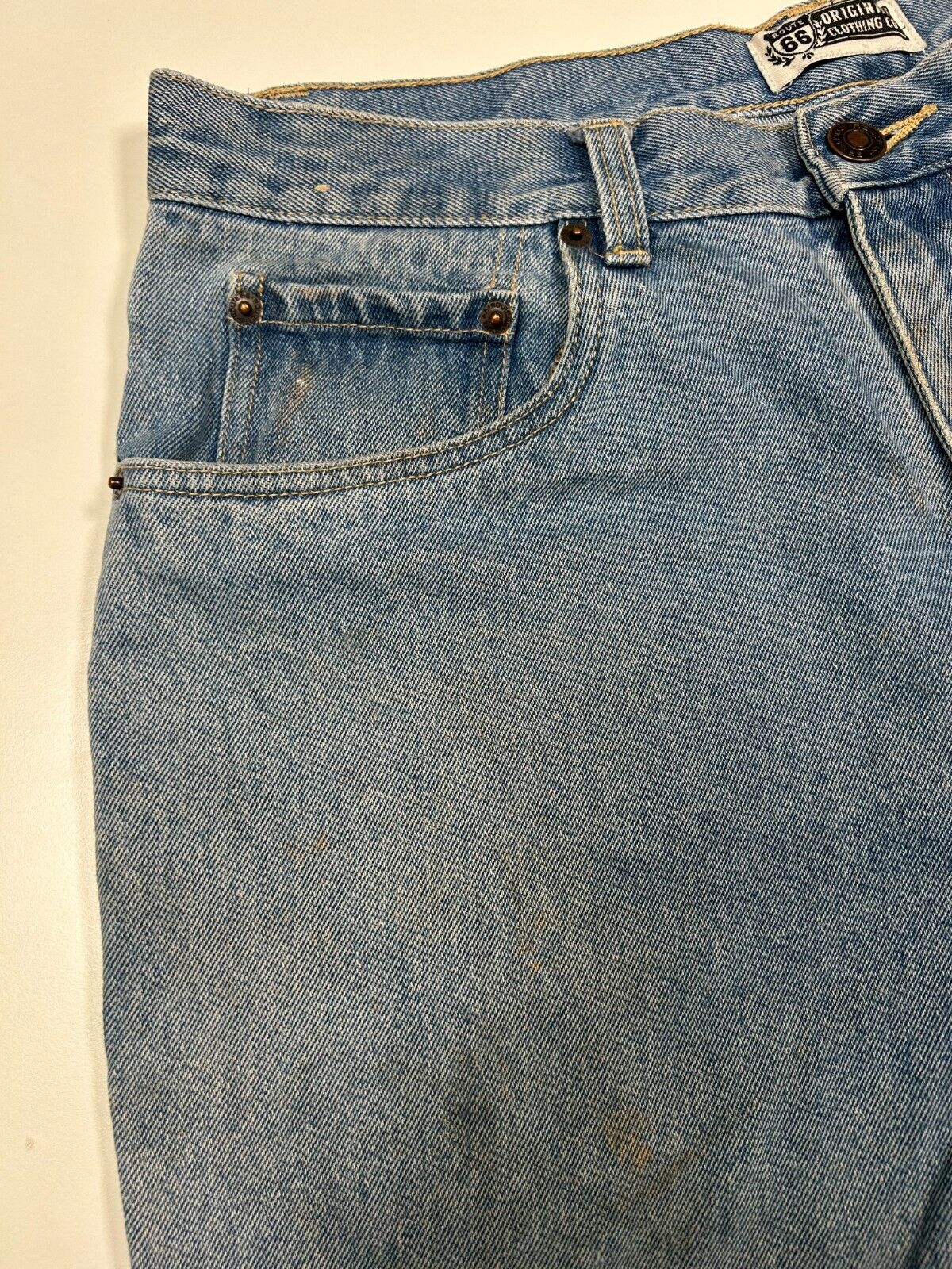 Vintage Route 66 Light Wash Casual Style Denim Jorts Shorts Size 33W