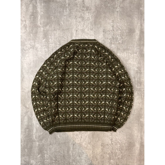 Vintage 90s Scandia Abstract Striped Print Pullover Knit Sweater Size Medium