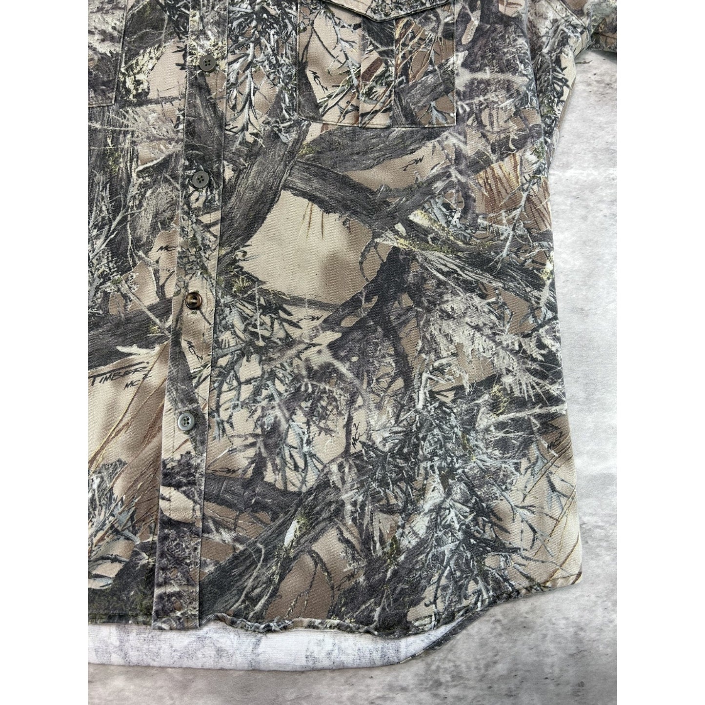 Vintage True Timber Hunting Camo Long Sleeve Button Up Shirt Size XL