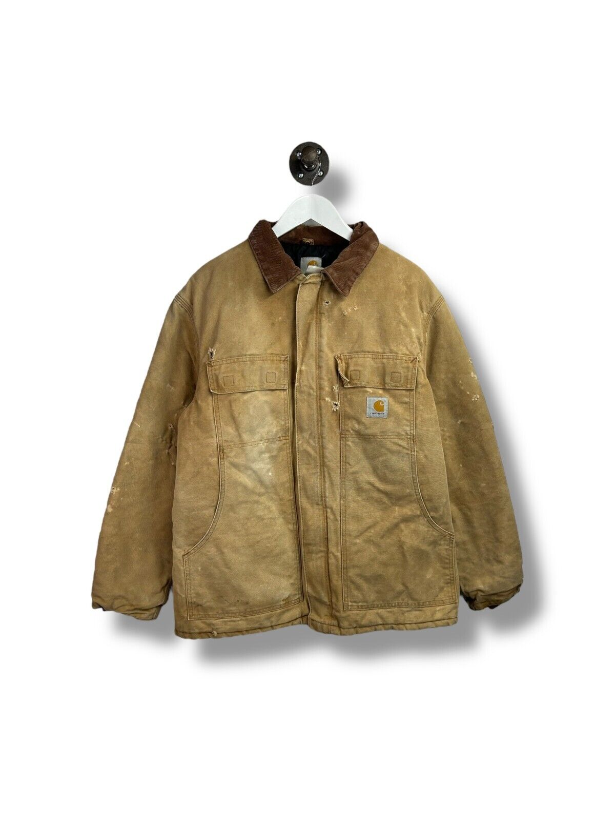 Vintage Carhartt Quilted Lined Canvas Work Wear Arctic Jacket Size Large