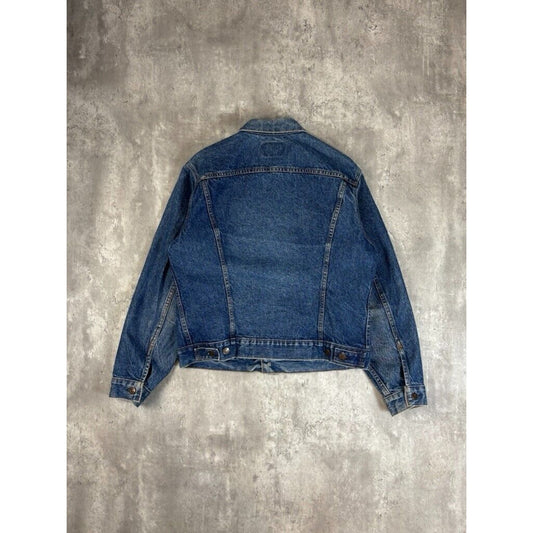 Vintage 80s Levis Red Tab Dark Wash Denim Type 3 Trucker Jacket Size 42 Small Blue