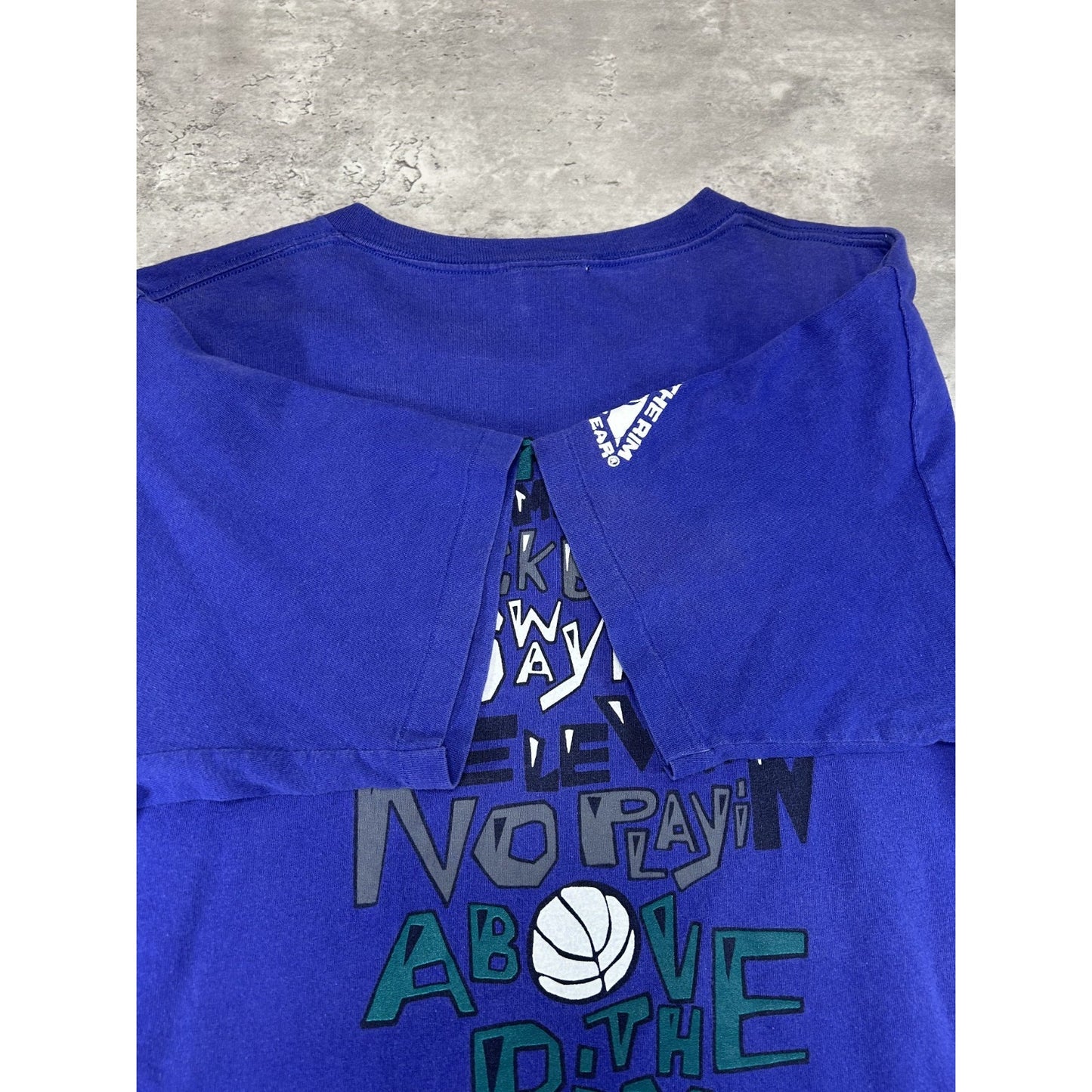 Vintage 90s Above The Rim Slammin Jammin Basketball Slogan T-Shirt Size Large