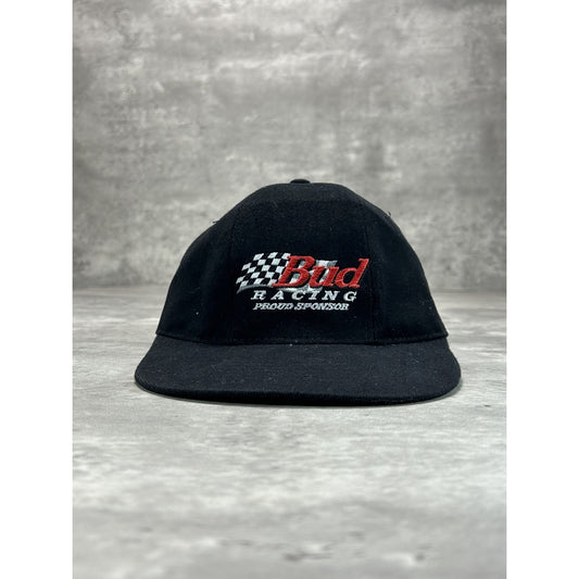 Vintage Budweiser Racing Embroidered Spellout Nascar Strapback Hat OSFA