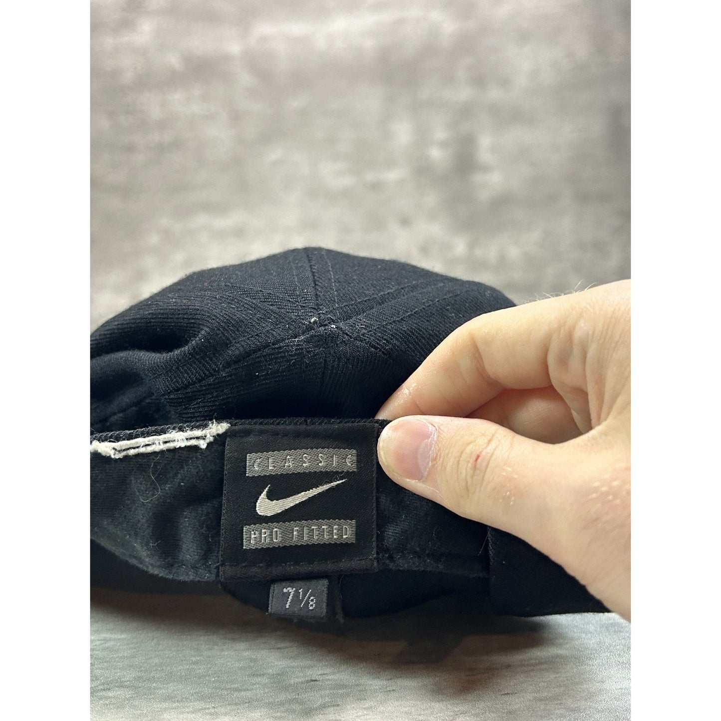 Vintage 90s Nike Embroidered Swoosh Fitted Hat 7 1/8 Black