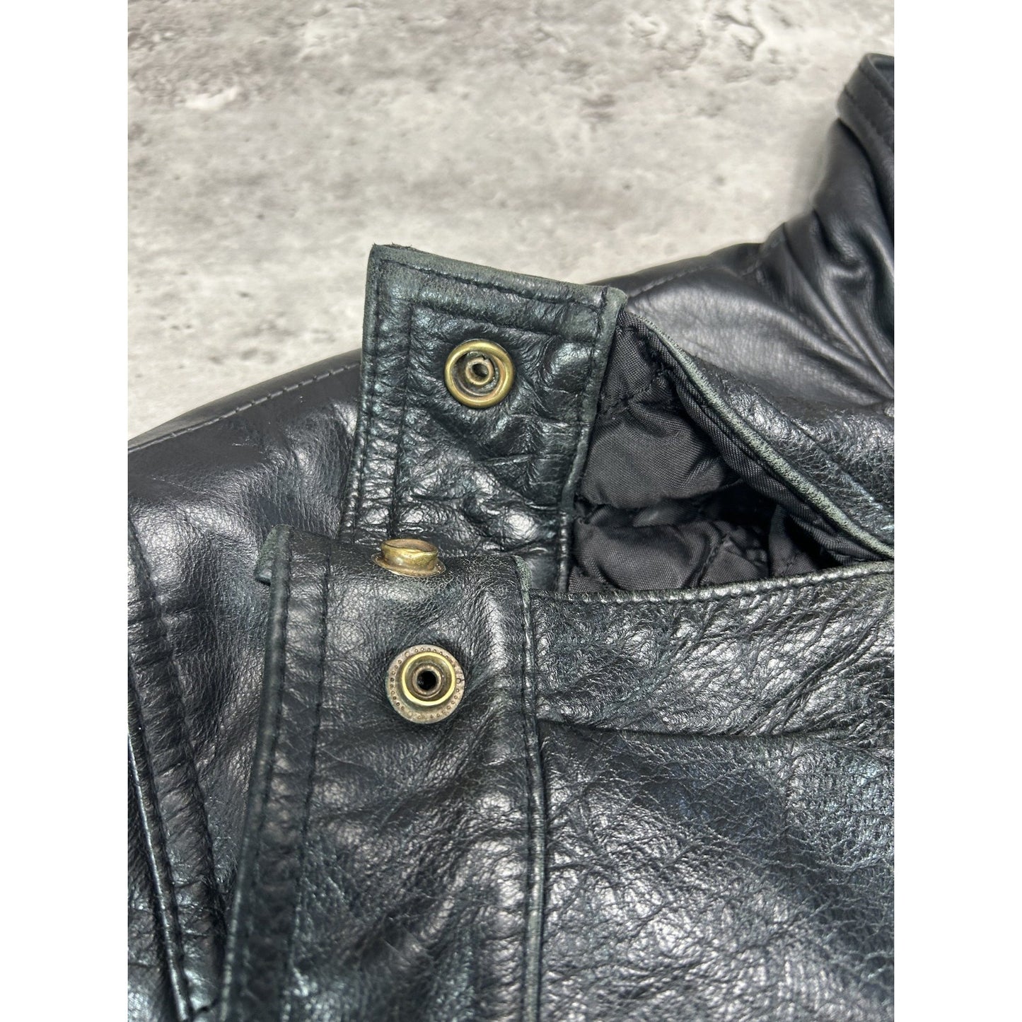 Vintage 90s Danier Full Zip Leather Bomber Jacket Size Small Black