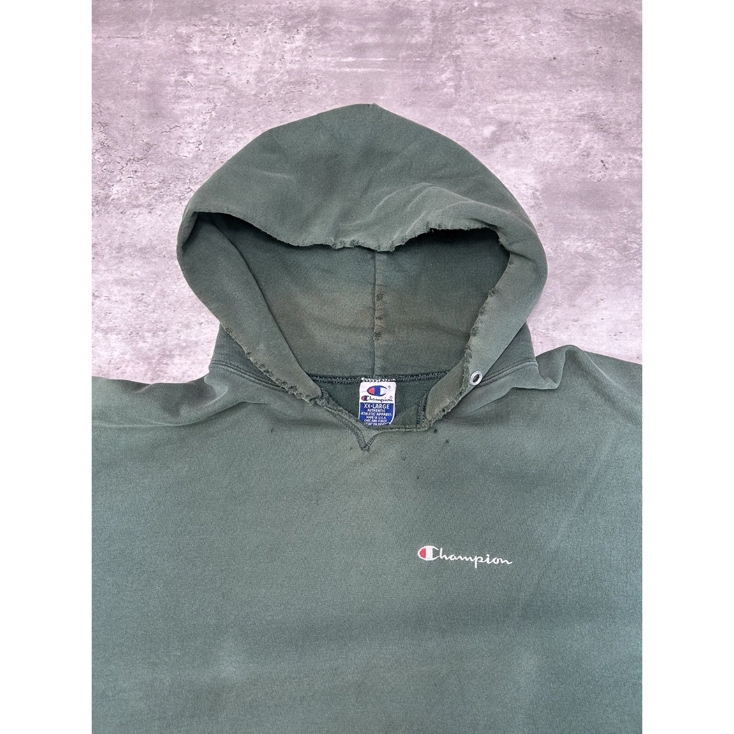 Vintage 90s Champion Embroidered Spellout Pullover Hooded Sweatshirt Size XXL