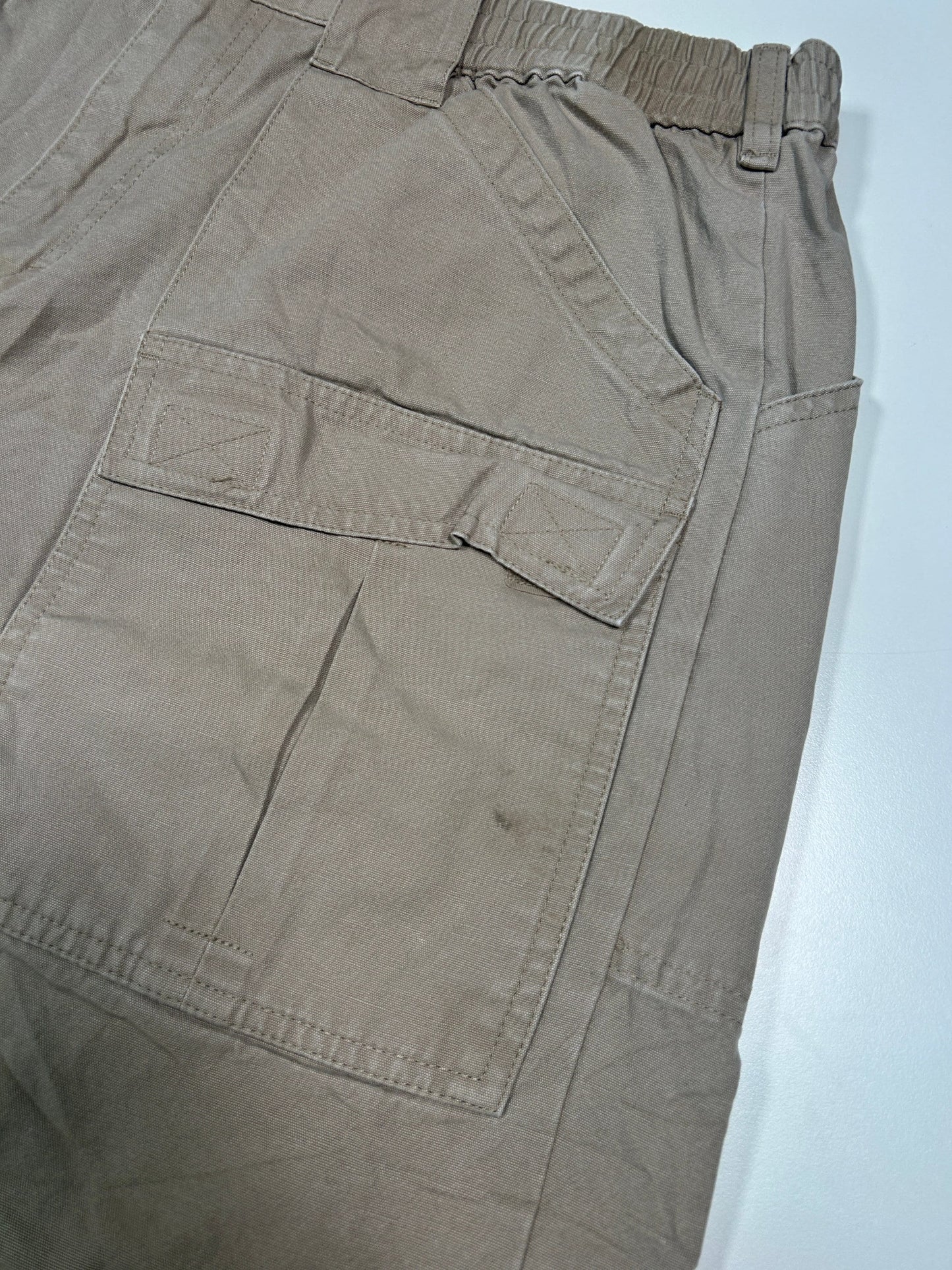 Vintage Calebas Beige Work Wear Carpenters Casual Style Cargo Shorts Size 35W