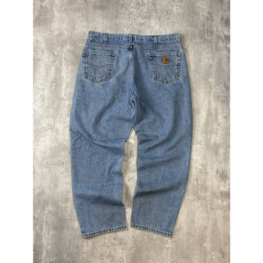 Vintage Carhartt Relaxed Fit Medium Wash Denim Workwear Pants Size 40 Blue