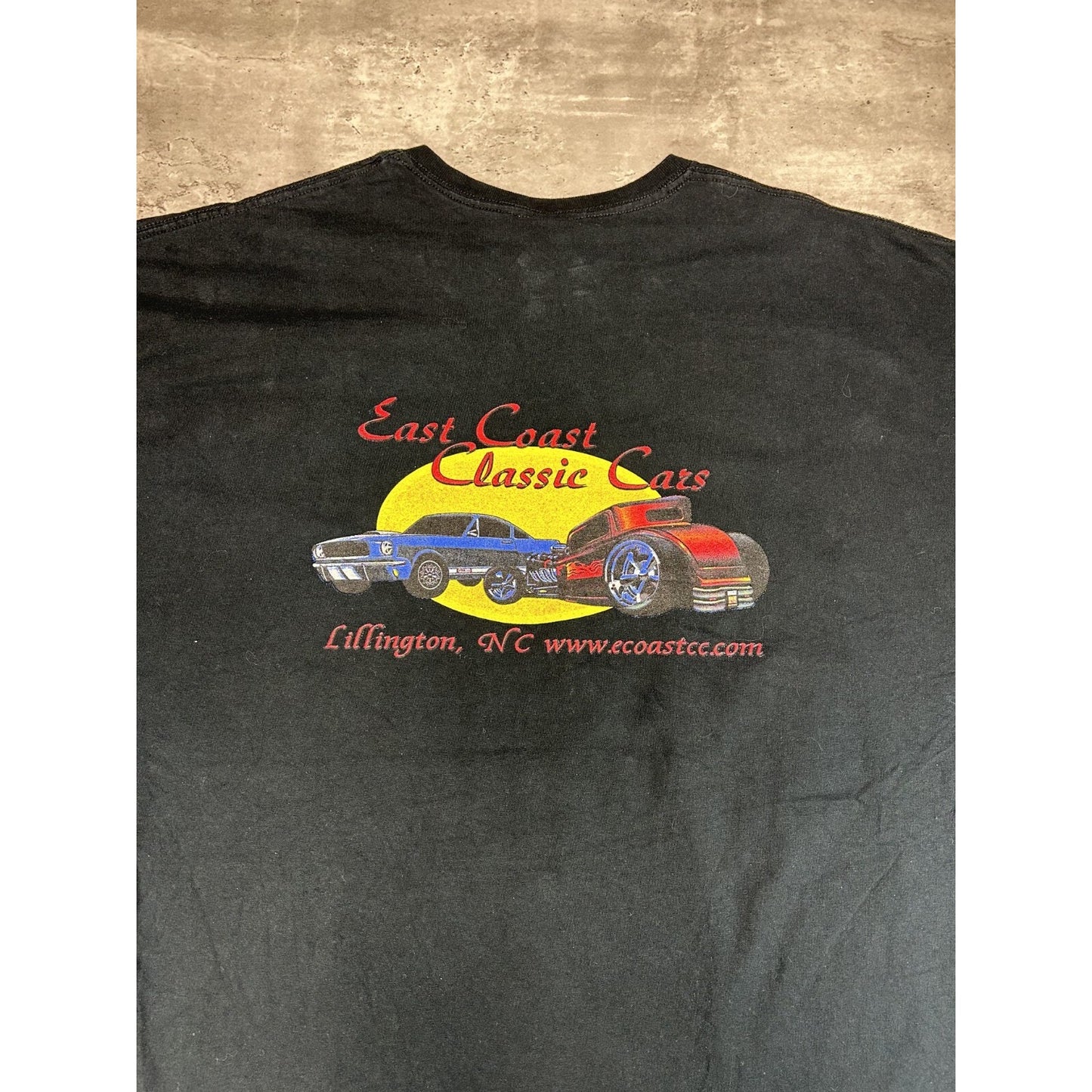 Vintage East Coast Classic Cars Destination Graphic T-Shirt Size 2XL Black