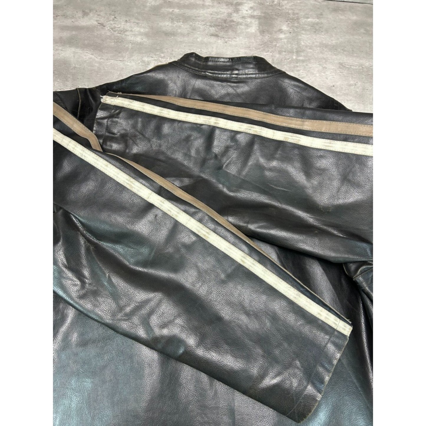 Vintage Arizona Jean Company Striped Cafe Racer Leather Jacket Size 2XLT